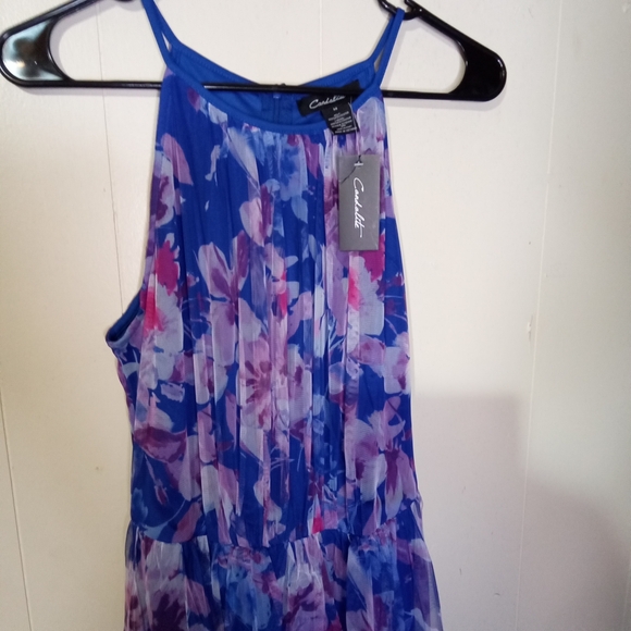 Candie's Blue Floral Halter Midi Dress - Picture 2 of 5